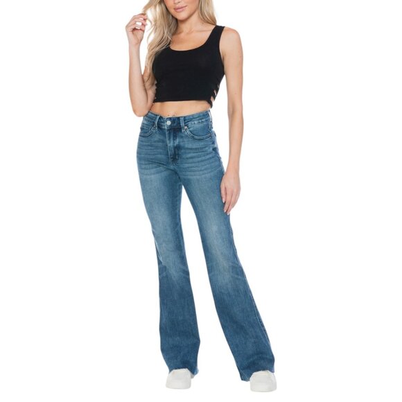 NEW Judy Blue Full Size Tummy Control Cut Hem Flare Jeans - Picture 3 of 11